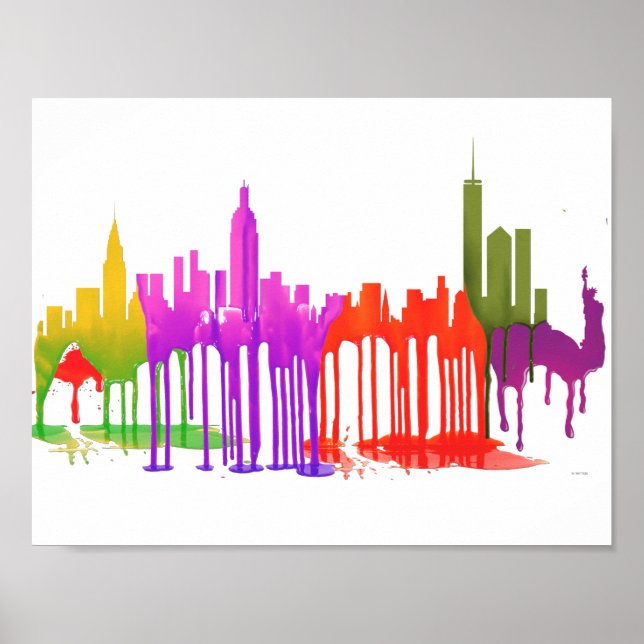 POSTER NOVA IORQUE, NY SKYLINE PUDLES - (Frente)