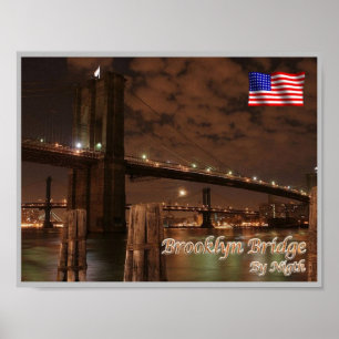 Poster Nova Iorque - Ponte Brooclyn por Night - USA -