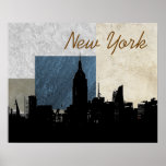 Póster Nova Iorque Silhouette Pop Art<br><div class="desc">Imagem Digital Nova Iorque da Noite Negra e Branca - Principais cidades dos Estados Unidos da América</div>