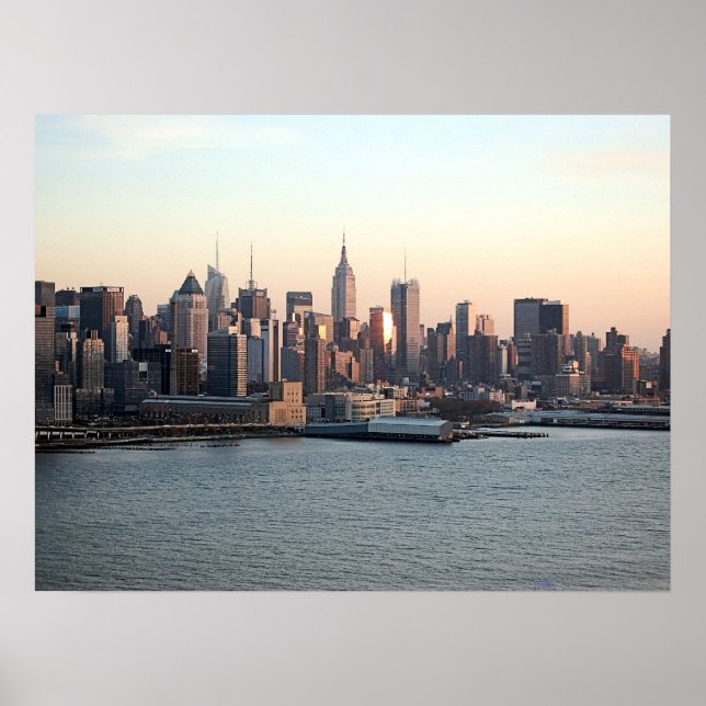 Poster Nova Iorque Skyline ao pôr do sol (Frente)