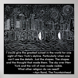 Poster Nova Iorque Skyline Chorando Quem É John Galt?