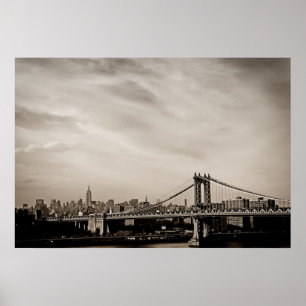 Póster Nova Iorque Skyline e Ponte de Manhattan