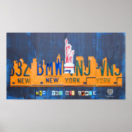 Póster Nova Iorque Skyline License Plate Art