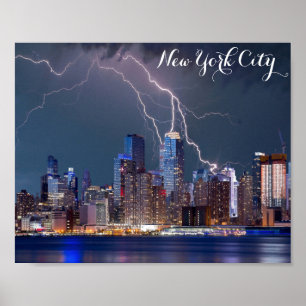 Poster Nova Iorque Skyline Night Storm Foto