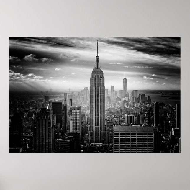 Póster Nova Iorque skyline preto e branco (Frente)
