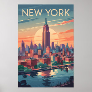 Poster Nova Iorque Skyline Viagem Art Vintage