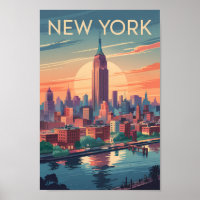 Nova Iorque Skyline Viagem Art Vintage