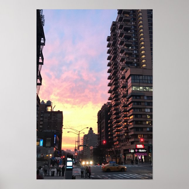 Póster Nova Iorque Sunset Upper West Side Building NYC (Frente)