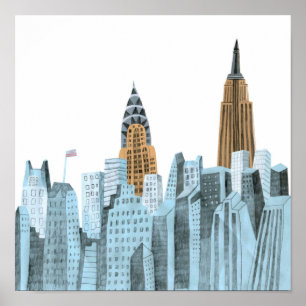 Poster Nova Iorque tirada mão, NY