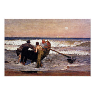 Póster Nova Jersey, empurrando o barco, arte fina,