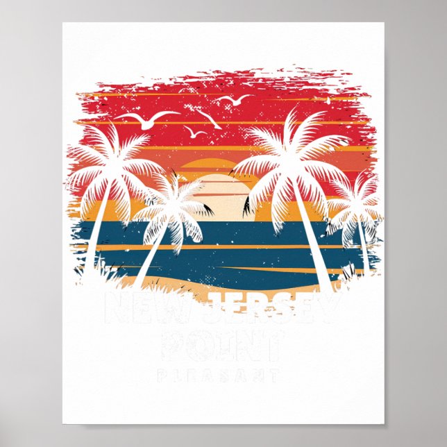 Poster Nova Jersey Point Pleasant Surfista Palmeira So (Frente)