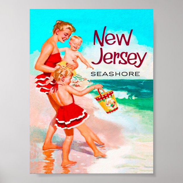 Poster Nova Jersey Seashore - Viagens vintage Retroativa (Frente)