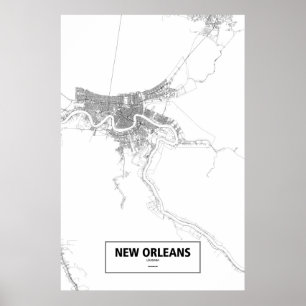 Póster Nova Orleães, Louisiana (preto no branco)