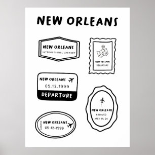 Poster Nova Orleans - Coleção de Carimbos de Viagem   Min
