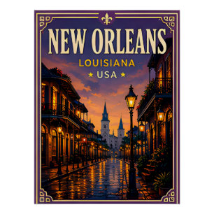 Póster 🎷 Nova Orleans Louisiana Bairro Francês 