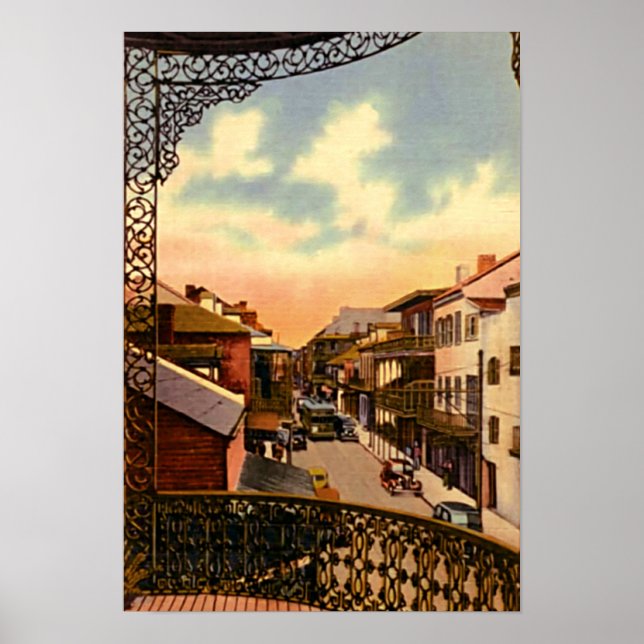 Poster Nova Orleans Louisiana Royal Street Balcony (Frente)
