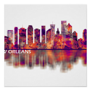 Póster Nova Orleans Louisiana Skyline