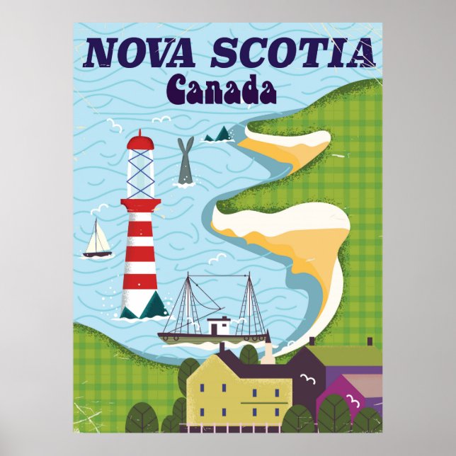 Póster Nova Scotia Canadá pôster de viagem vintage (Frente)