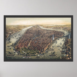 Poster Nova York Antiga, Cidade de Nova York, Ponte do Br