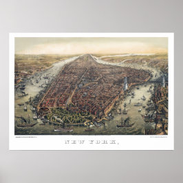 Póster Nova York Antiga, Manhattan, Ponte de Brooklyn