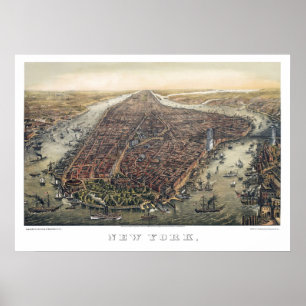 Póster Nova York Antiga, Manhattan, Ponte de Brooklyn