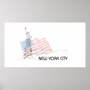 Poster Nova York - Estátua da Liberdade - Gráfico de Si