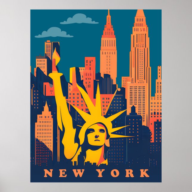 Poster Nova York, Estátua da Liberdade, Viagem (Frente)