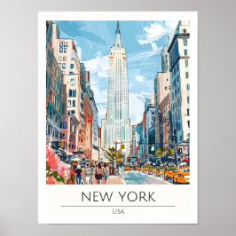 Poster Nova York EUA Ilustração de Arte Viagem