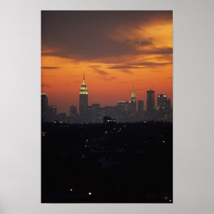Poster Nova York, EUA. Linha do horizonte de Manhattan