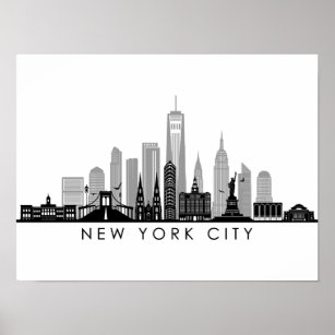 Poster NOVA YORK Manhatten EUA City Skyline Silhouette