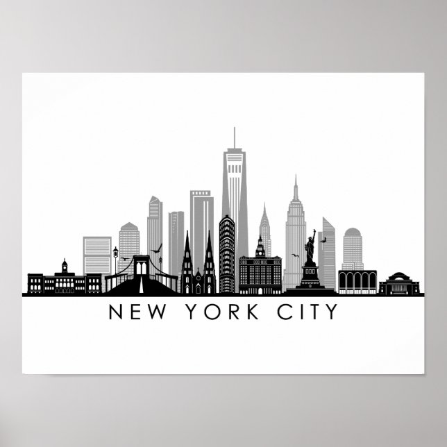 Poster NOVA YORK Manhatten EUA City Skyline Silhouette (Frente)