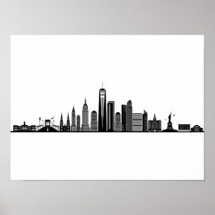 Poster NOVA YORK NYC Manhatten EUA City Skyline Silhouett