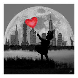Póster NOVA YORK Poster Brilhante da Menina do Coração Ba