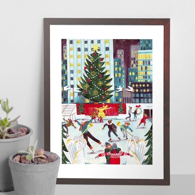 Poster Nova York Rockefeller centro de patinação de Natal (Criador carregado)