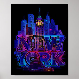 Poster Nova York Silhueta Urbana Punk Grunge Vintage Retr