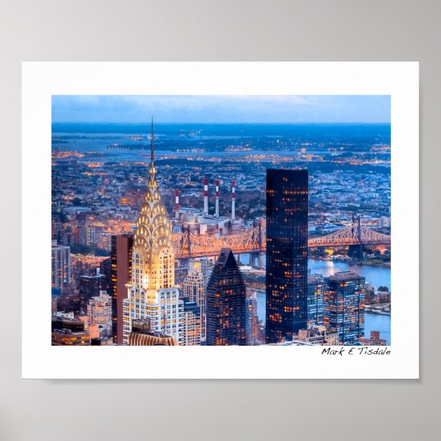 Póster Nova York Skyline À Noite - Pequeno (Frente)