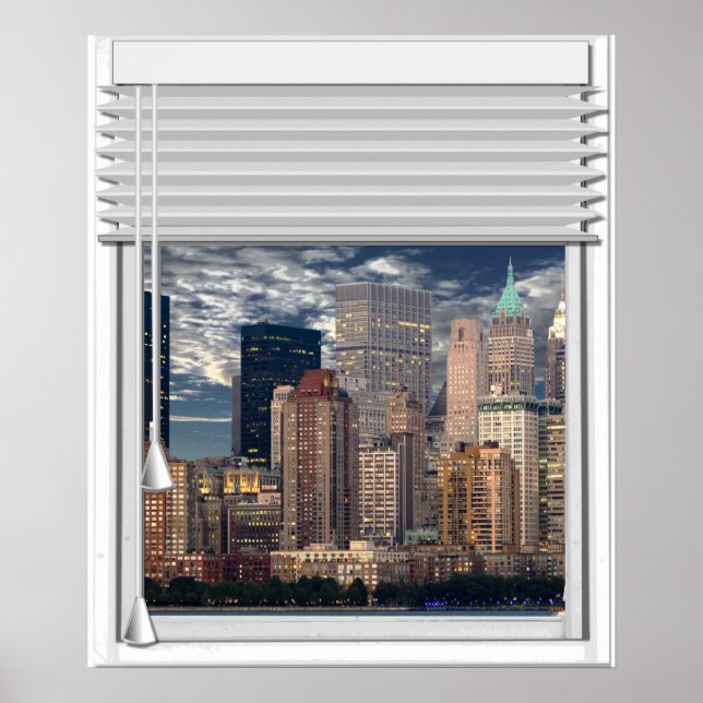 Póster Nova York Skyline Exibir Janela Falsa Com Cegos (Frente)