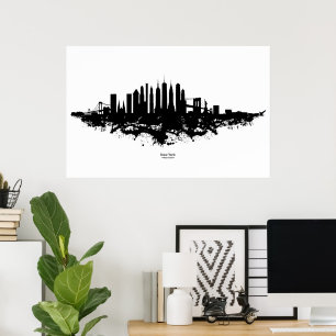 Poster Nova York Skyline Watercolor Black and White