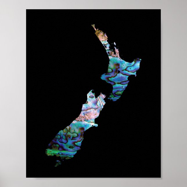 POSTER NOVA ZEALAND MAP PAUA (Frente)