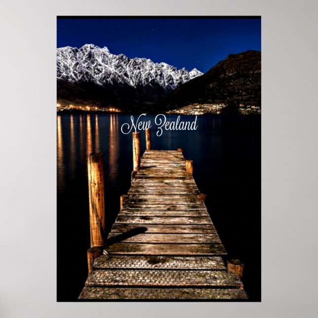 Poster Nova Zelândia à noite (Frente)