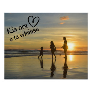 Póster Nova Zelândia Kia Ora Personalizada Família Whānau
