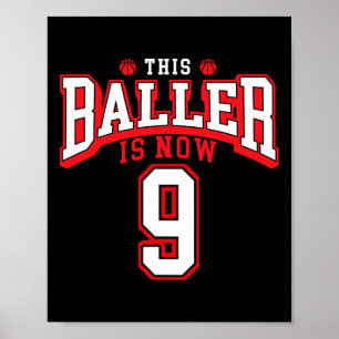 Poster Nove Aniversário de Basquete com Mais de 9 Anos