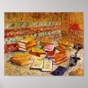 Póster Novelas Francesas e uma Rosa Van Gogh de Belas Art