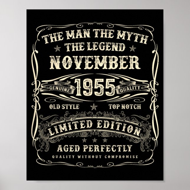 Poster November 1955 70th Birthday For Men 70 Year Old Bd (Frente)