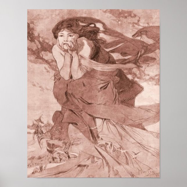 Poster Novembro Art Nouveau Alphonse Mucha (Frente)