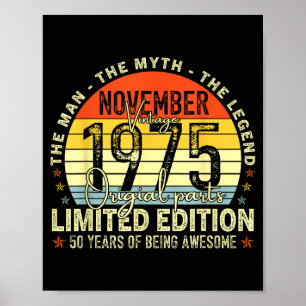 Poster Novembro de 1975 Aniversário de 50 anos para homen