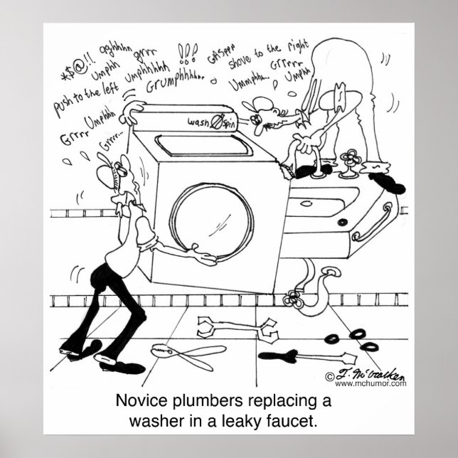 Póster Novice Plumbers Instale uma Washer (Frente)