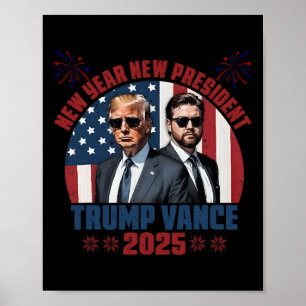 Poster Novo Ano Novo Presidente Trump Vance Presidente Fe
