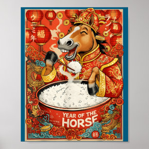 Poster Novo Arroz de Cavalo Zodiaco Chinês
