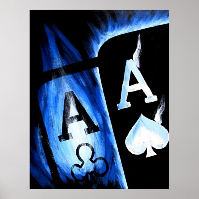 PÓSTER NOVO BOLSO AZUL MAIOR DE BOLSO ACES POKER ART (Frente)